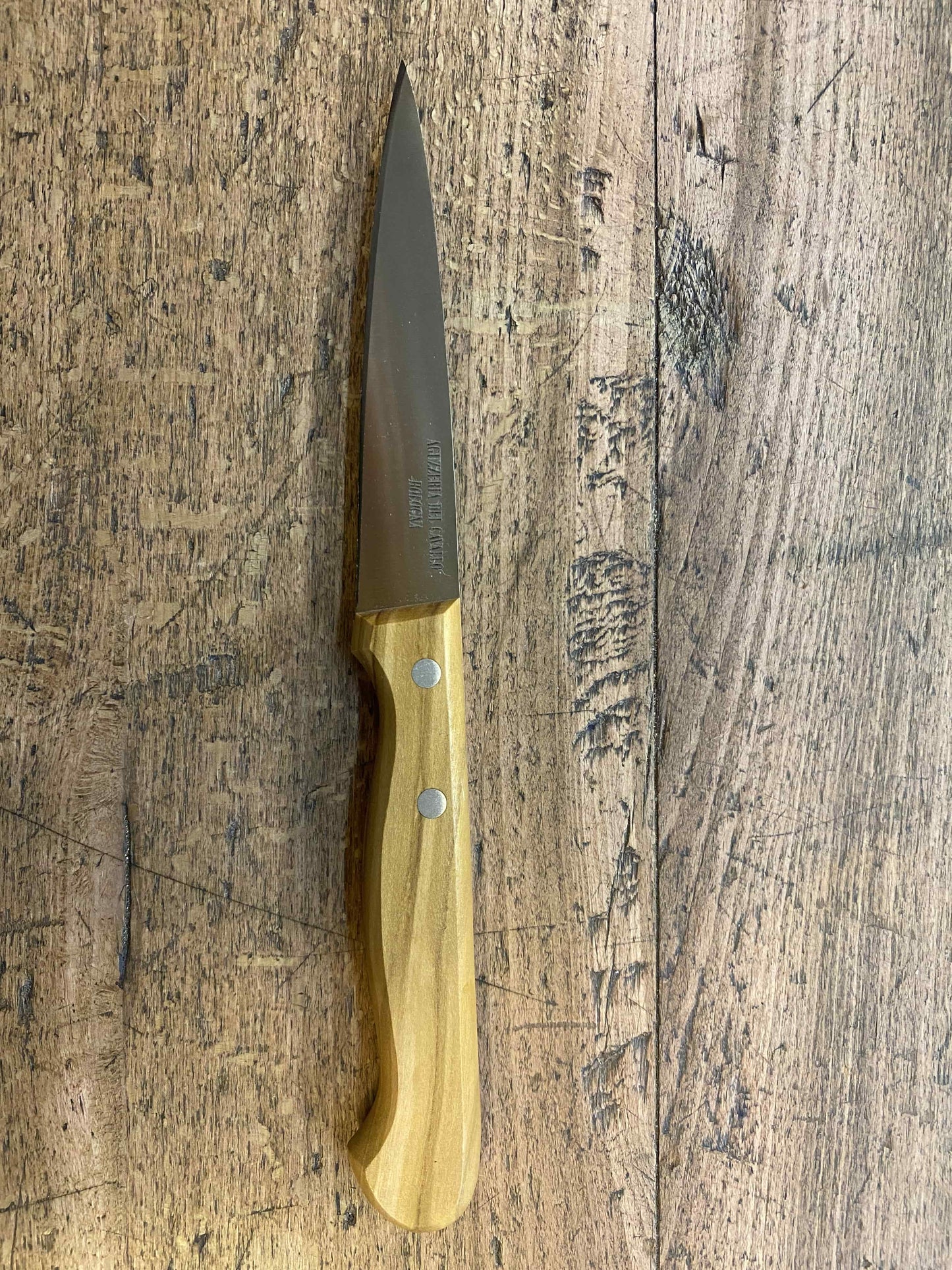 Paring knife with olive wood handle