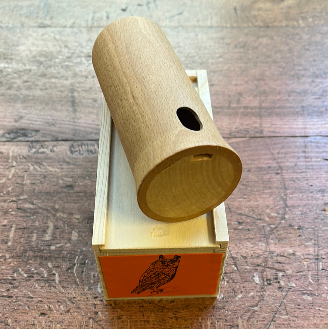 Wooden long-eared owl decoy