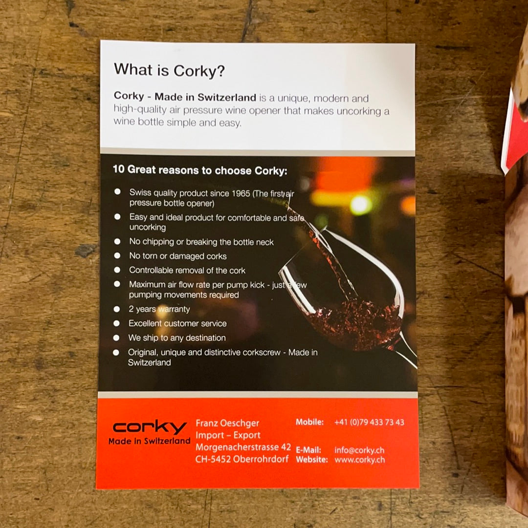 Cavatappi A Pressione Corky Originale | Made In Switzerland Dal 1965 | Sfrutta L'Aria Per Estrazione - Foto 2